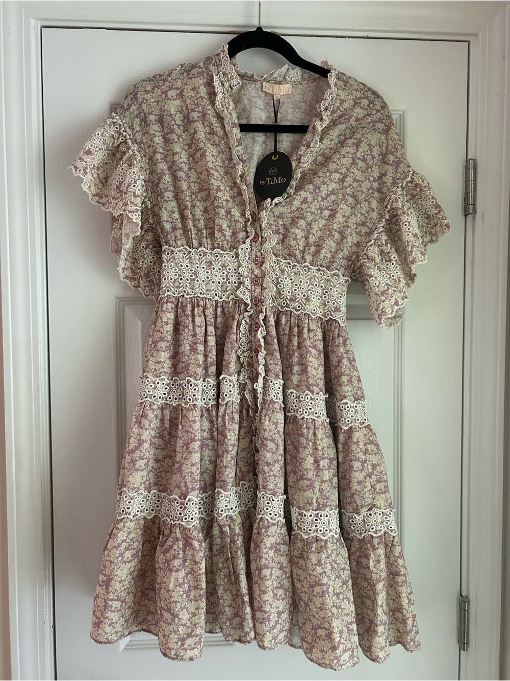 Floral Lace-Trim Dress